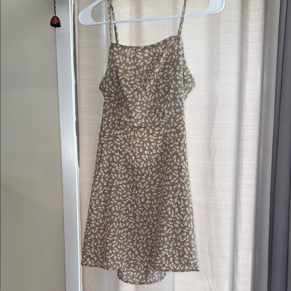 Floral Brown Spaghetti Strap Dress
